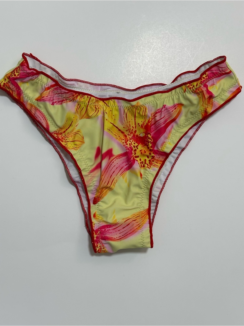 Girls' Yellow Floral Bikini Bottom with Pink Accents